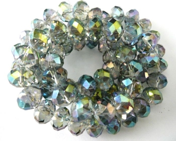 y Green Mystic Crystal faceted  rondelle 8x6mm AAA