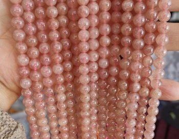 clearance--100% natural genuine strawberry quartz round 6.5mm-7mm AAA
