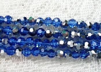s blue half silver Crystal faceted round 04mm AAA R