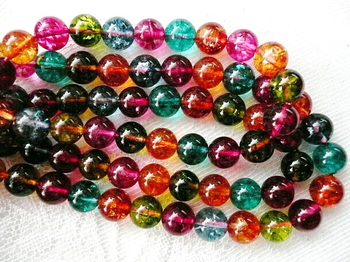 Tourmaline like multiple rock crystal Quartz round 12mm AAA blue green pink orange