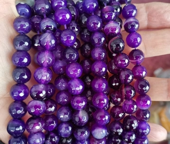 P Purple Agate round faceted 10mm AAA