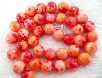 spots red orange Malaysian jade round 10mm AAA