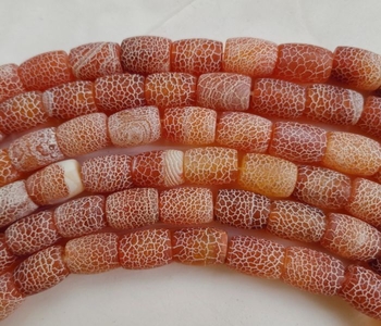 frosty matt red Agate tube drum about 14x10mm AAA
