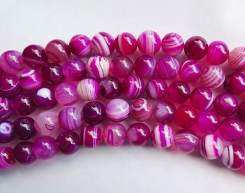 Striped Pink Agate round 12mm AAA
