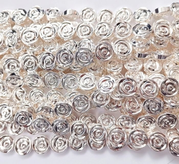 bright silver hematite carved roses flowers 10mm AAAA