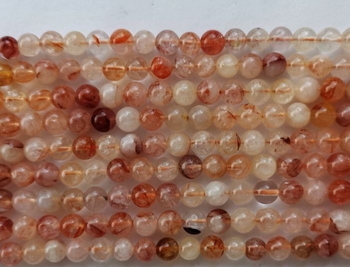 100% Natural Hematoid Quartz Round 6mm AAA (Ferruginous Quartz ) orange yellow
