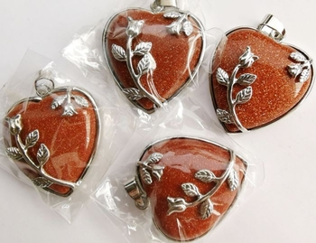 orange gold stone heart pendant 35x32mm AAA