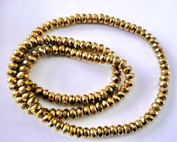Gold Plated Hematite rondelle faceted 3x2mm AAA