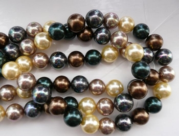 high quality Multi-coloured yellow Green Grey Blue brown south sea Shell Pearl round 10mm AAA