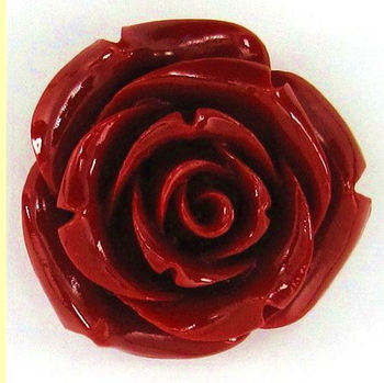 Red reformed Coral rose flower 25mm
