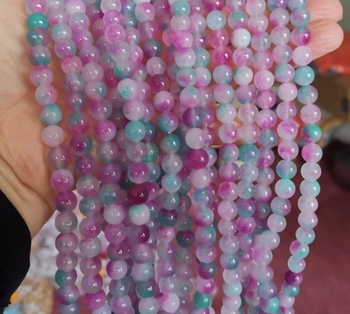 clearance--pink blue green Malaysian jade round 8mm AAA