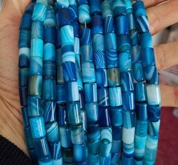 Madagascar E blue Agate tube 12x8mm AAA