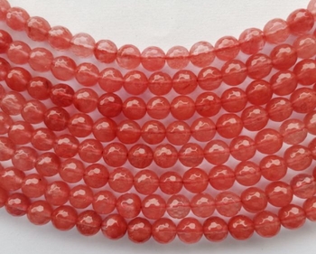 cherry quartz round faceted 10mm AAA pink