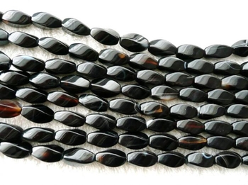 Black agate twist (12x7mm) 12x6mm AAA