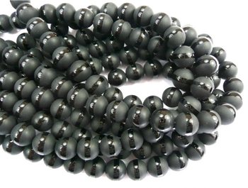 frosty striped black onyx round 06mm AAA