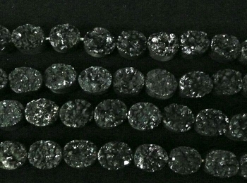 black  Druzy Quartz Agate Flat back Cabochon oval beads 10x8mm