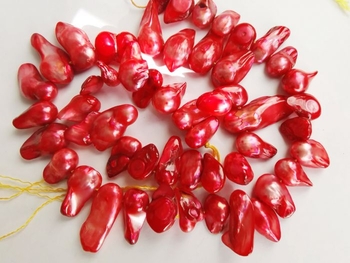 red Fresh Water Blister freshwater pearls 8x17mm
