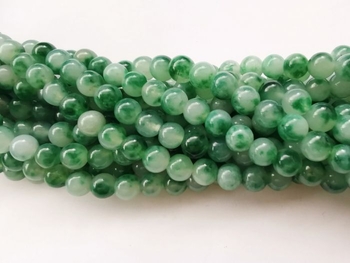 22'' Green spots jade round 08mm bracelet AAA