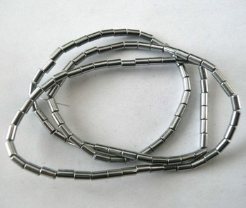 Silver Plated Hematite tube 4x2mm AAA