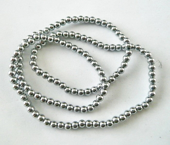 Silver Plated Hematite round 04mm AAA