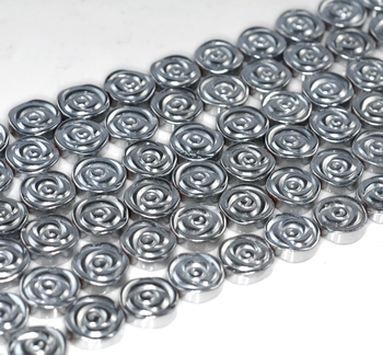 silver hematite carved roses flowers 10mm AAAA