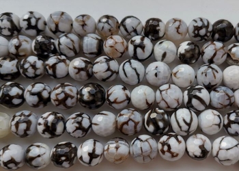 Black Leopard Agate round faceted 10mm AAA