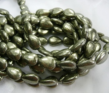 Pyrite flat teardrop 14x10mm AAA