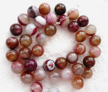 Striped plum Agate round 10mm AAA  red brown red wine