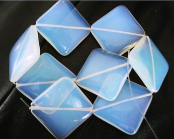 Opalite square diagonal 40mm pendants AAA 2p