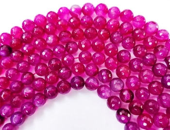 D Pink Agate round faceted 10mm AAA