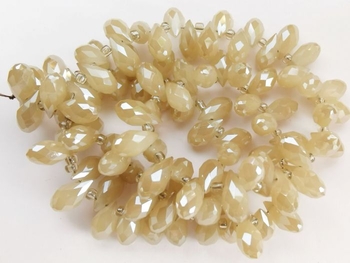 grey cream opaque Crystal teardrop faceted 12x06mm AAA 100p R