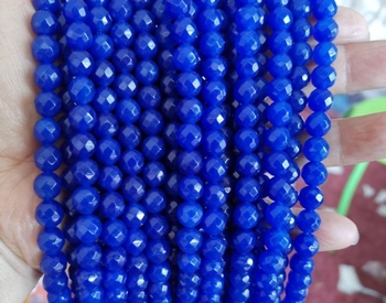 lapis Blue chalcedony round faceted 08mm AAA