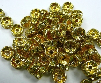 yellow gold Plated Crystal Rhinestone Spacer Beads 10mm AAA