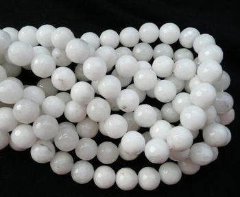 clearance-White jade round faceted 10mm AA
