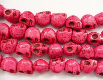 Pink turquoise Skulls Carved 18x17x14mm AAA