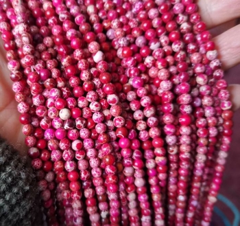 Dark wine red pink genuine sea sediment Jasper round 04mm AAA Imperial treated natural jasper