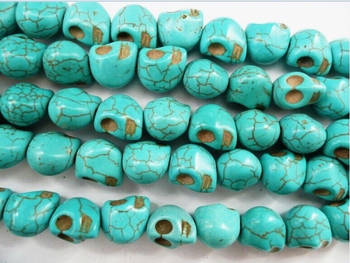 Blue turquoise e Skulls Carved 13x12x9mm AAA