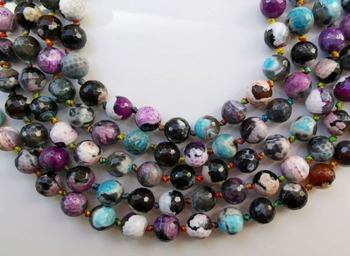 27p multi-coloured Fire china Agate round faceted 12mm AAA