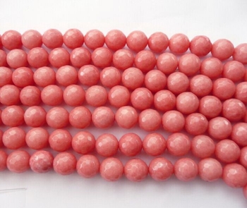 dyed Rhodochrosite orange pink round faceted 08mm AAA