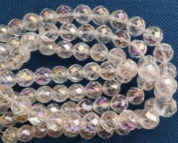 100% natural Clear Mystic Quartz rock crystal  round faceted 11mm AAAA 10 12