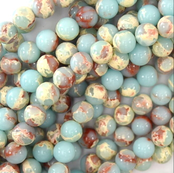 pressed Light blue sea sediment Jasper round 06mm AAA Imperial