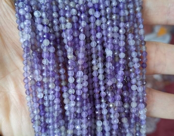 L 100% natural amethyst round faceted 03mm AAA