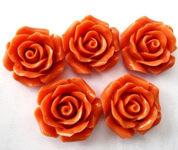 Orange reformed Coral Rose flower 14mm