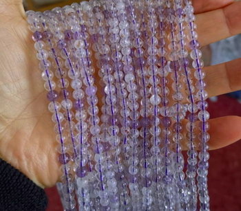 clearance-22'' 100% natural light purple rutilated quartz round about 5.5mm-6mm AAA