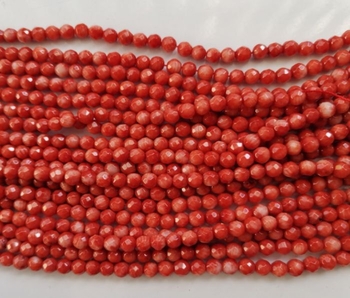 Red Coral faceted round faceted 05mm AAA
