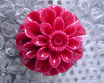 polymer clay handmade Dahlia flower pendant 35x35x19mm rose pink