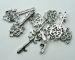 white gold plated copper key charms 31x12mm