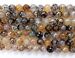 clearance-Black White grey DragonVein Agate round faceted 12mm AAA brown