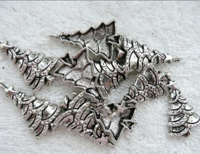 30pcs Tibetan Silver Christmas Dangle Charms - Zinc Alloy - Lead & Nickel Free - ZN06